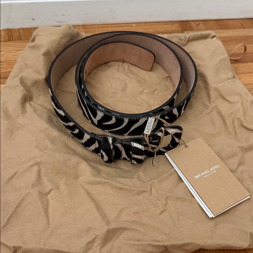 Michael Kors Collection Zebra Haircalf Belt